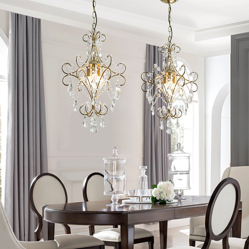Elegant French Crystal Candelabra Chandelier in Iron for Living Room