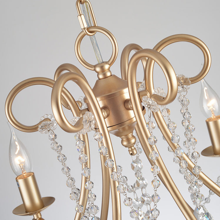 Elegant French Crystal Candelabra Chandelier in Iron for Living Room