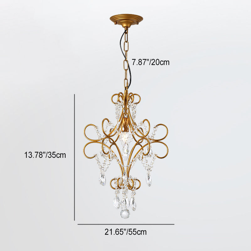 Elegant French Crystal Candelabra Chandelier in Iron for Living Room