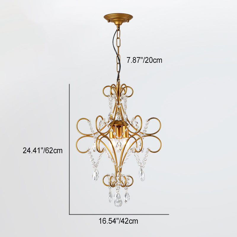 Elegant French Crystal Candelabra Chandelier in Iron for Living Room