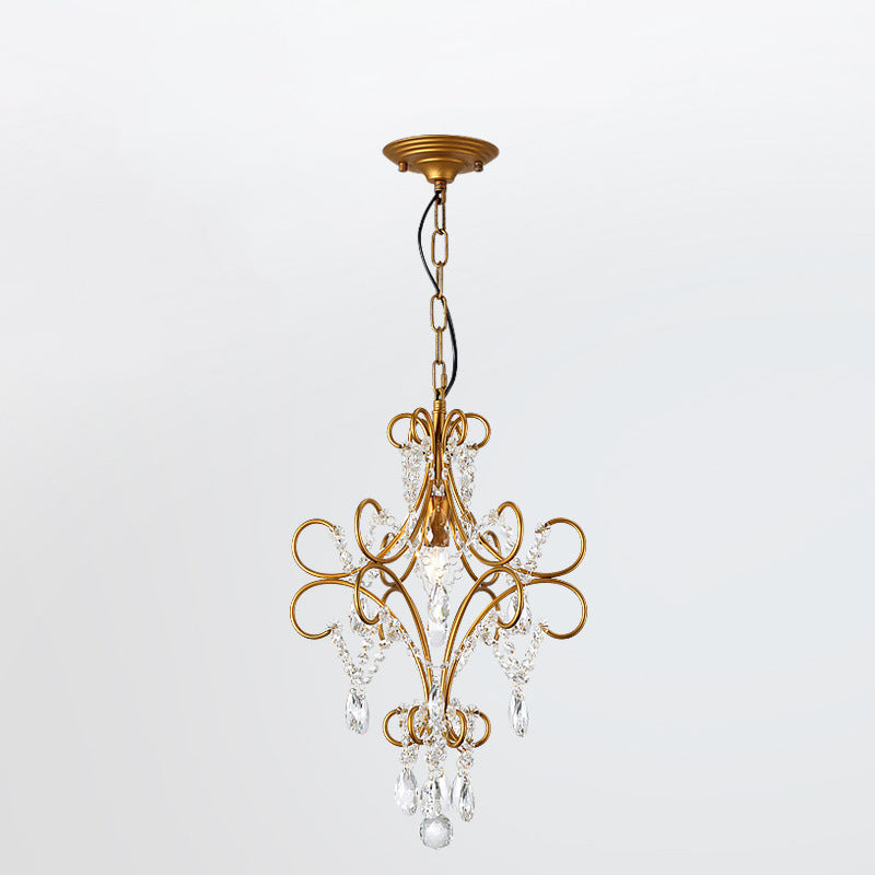 Elegant French Crystal Candelabra Chandelier in Iron for Living Room