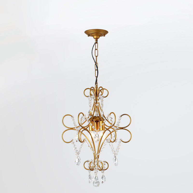 Elegant French Crystal Candelabra Chandelier in Iron for Living Room