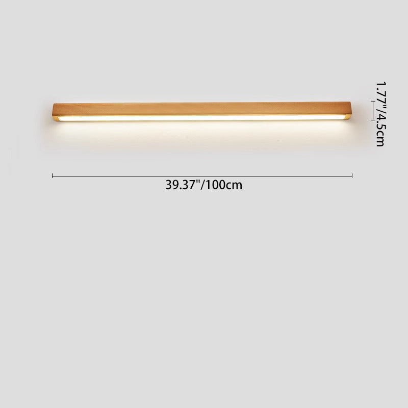 Minimalist Japanese Solid Wood LED Wall Sconce for Living Room Decor