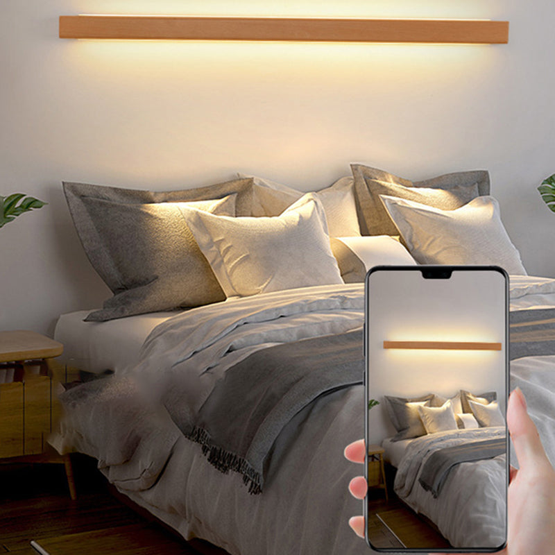 Minimalist Japanese Solid Wood LED Wall Sconce for Living Room Decor