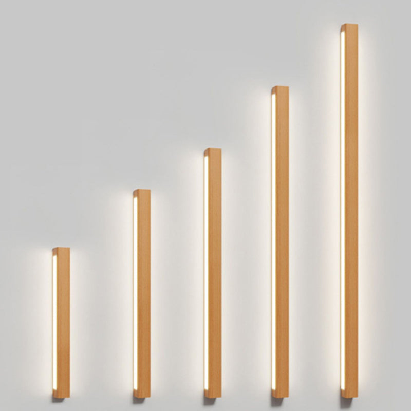 Minimalist Japanese Solid Wood LED Wall Sconce for Living Room Decor