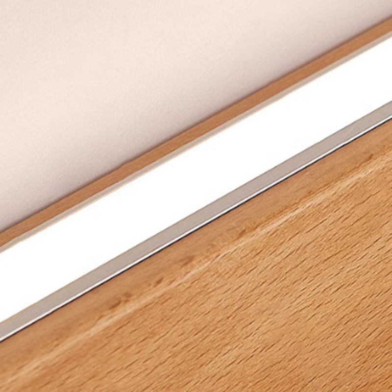 Minimalist Japanese Solid Wood LED Wall Sconce for Living Room Decor