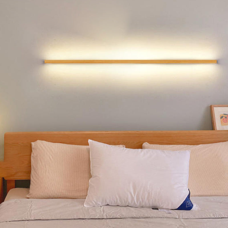 Minimalist Japanese Solid Wood LED Wall Sconce for Living Room Decor