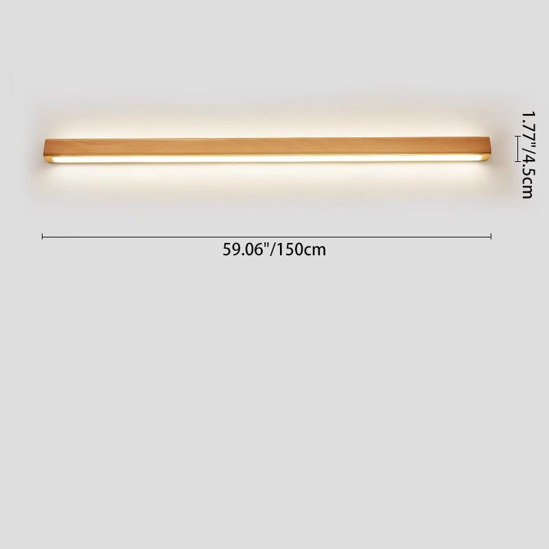 Minimalist Japanese Solid Wood LED Wall Sconce for Living Room Decor