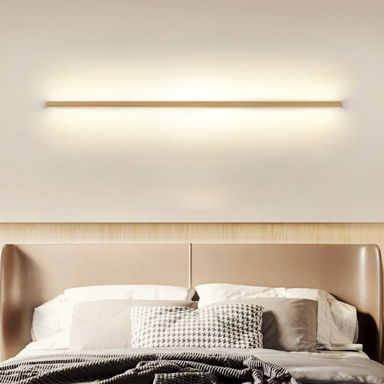 Minimalist Japanese Solid Wood LED Wall Sconce for Living Room Decor