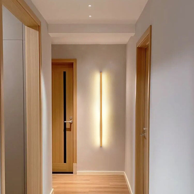 Minimalist Japanese Solid Wood LED Wall Sconce for Living Room Decor