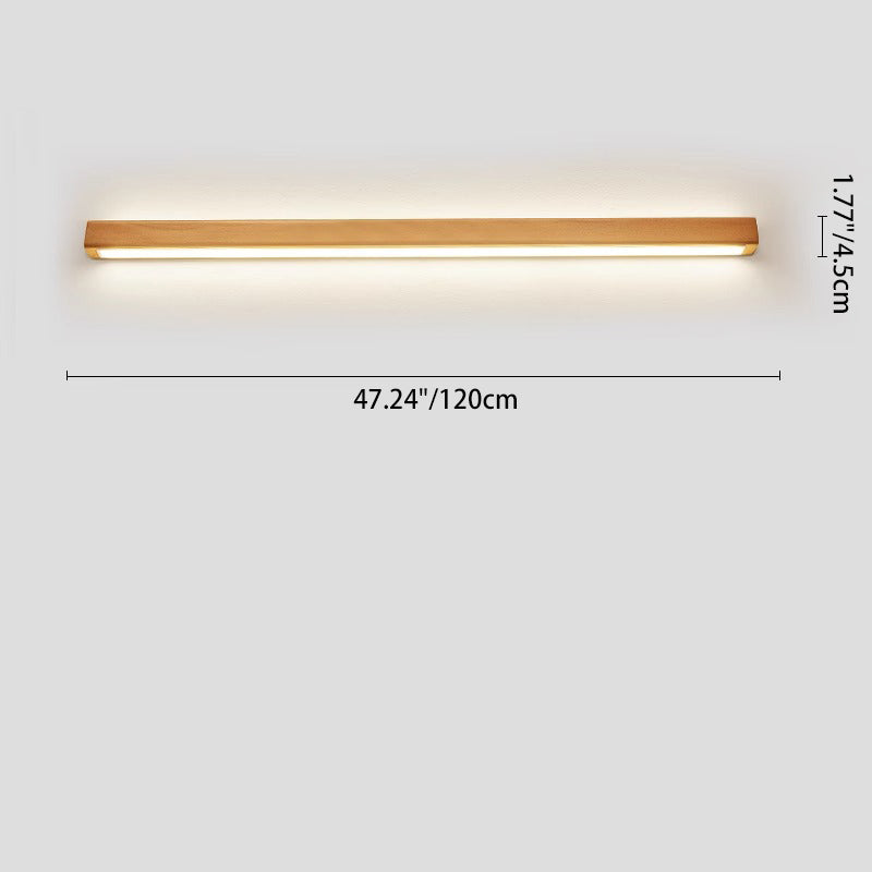 Minimalist Japanese Solid Wood LED Wall Sconce for Living Room Decor