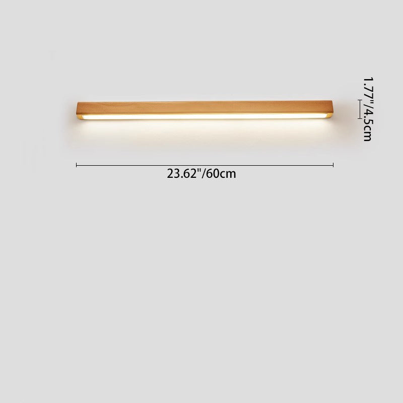 Minimalist Japanese Solid Wood LED Wall Sconce for Living Room Decor