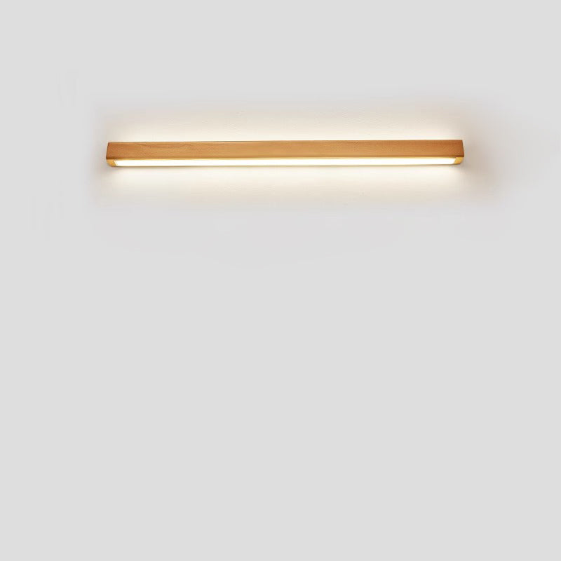 Minimalist Japanese Solid Wood LED Wall Sconce for Living Room Decor