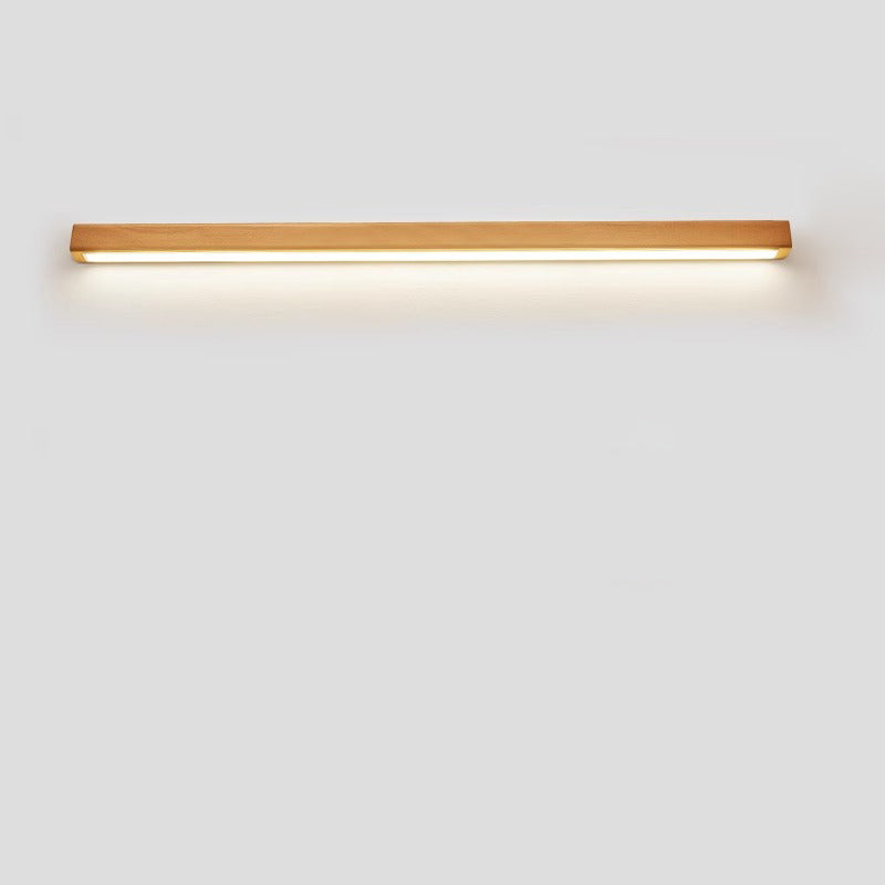 Minimalist Japanese Solid Wood LED Wall Sconce for Living Room Decor