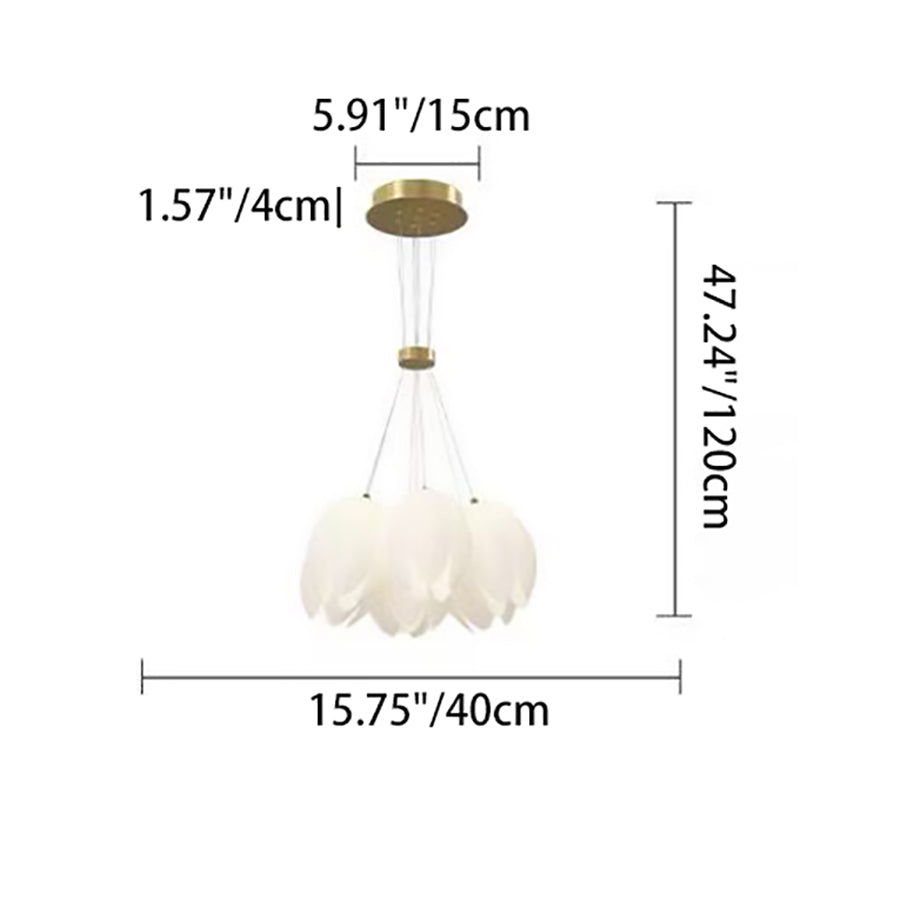 Modern White Tulip Iron Chandelier Light Fixture for Living Room