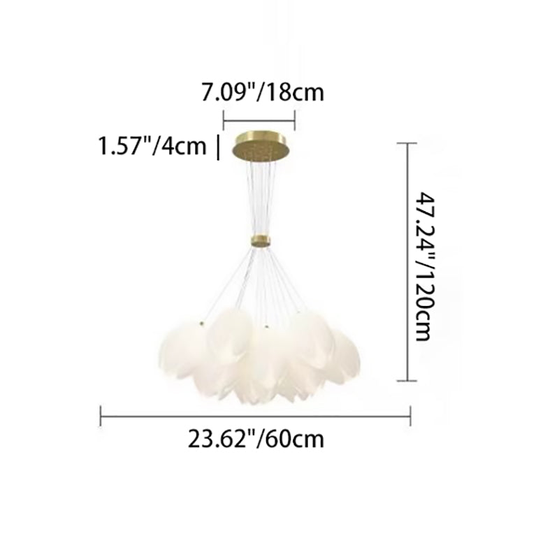 Modern White Tulip Iron Chandelier Light Fixture for Living Room