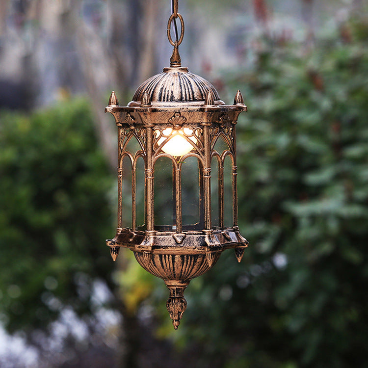 Vintage Hexagonal Waterproof Aluminum Acrylic Pendant Light for Patios