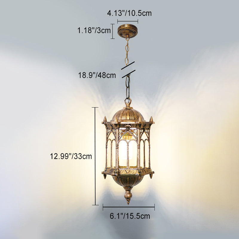 Vintage Hexagonal Waterproof Aluminum Acrylic Pendant Light for Patios