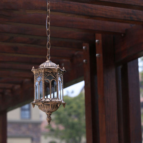 Vintage Hexagonal Waterproof Aluminum Acrylic Pendant Light for Patios