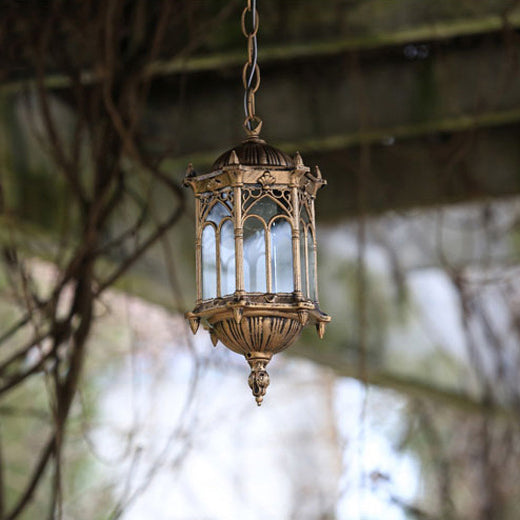 Vintage Hexagonal Waterproof Aluminum Acrylic Pendant Light for Patios