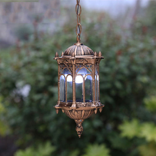 Vintage Hexagonal Waterproof Aluminum Acrylic Pendant Light for Patios