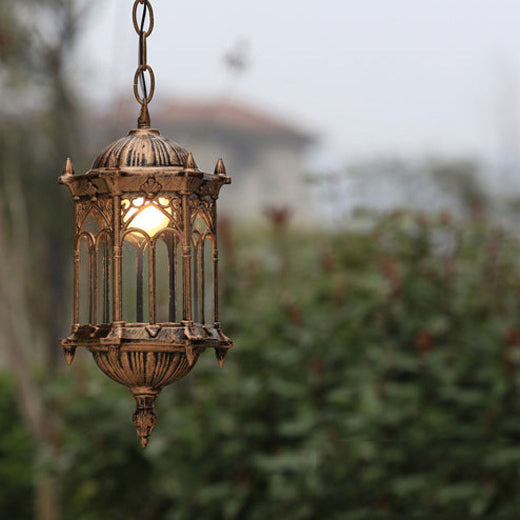 Vintage Hexagonal Waterproof Aluminum Acrylic Pendant Light for Patios