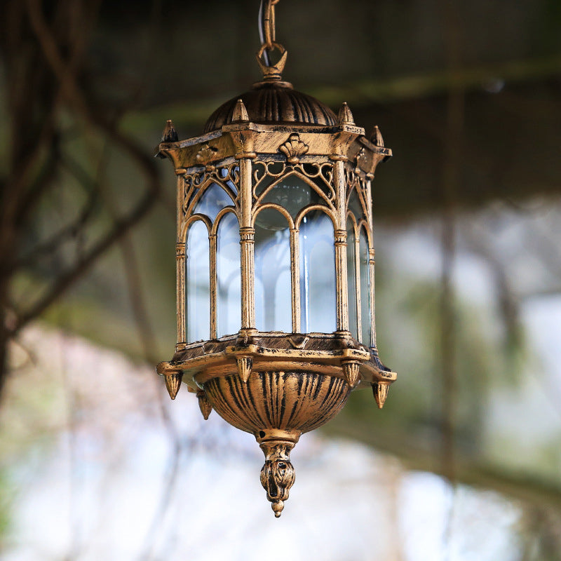 Vintage Hexagonal Waterproof Aluminum Acrylic Pendant Light for Patios