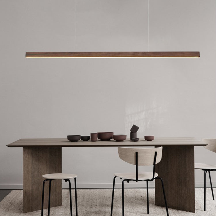 Elegant Traditional Japanese Wood & Aluminum LED Island Chandelier for Dining Room