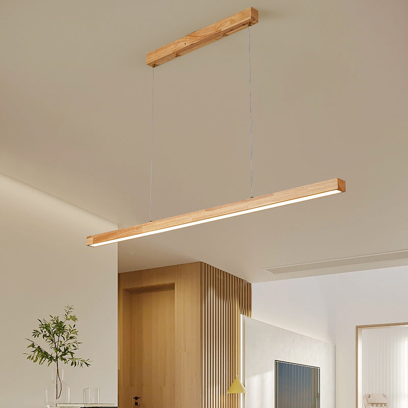 Elegant Traditional Japanese Wood & Aluminum LED Island Chandelier for Dining Room