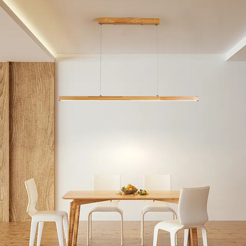 Elegant Traditional Japanese Wood & Aluminum LED Island Chandelier for Dining Room