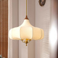 Rustic French Floral Fabric Chandelier with Wood Accents for Living Room