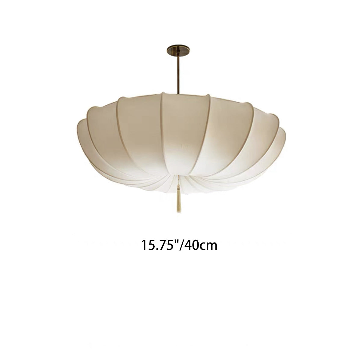 Rustic Japanese Round Iron Frame Fabric Shade Chandelier for Living Room