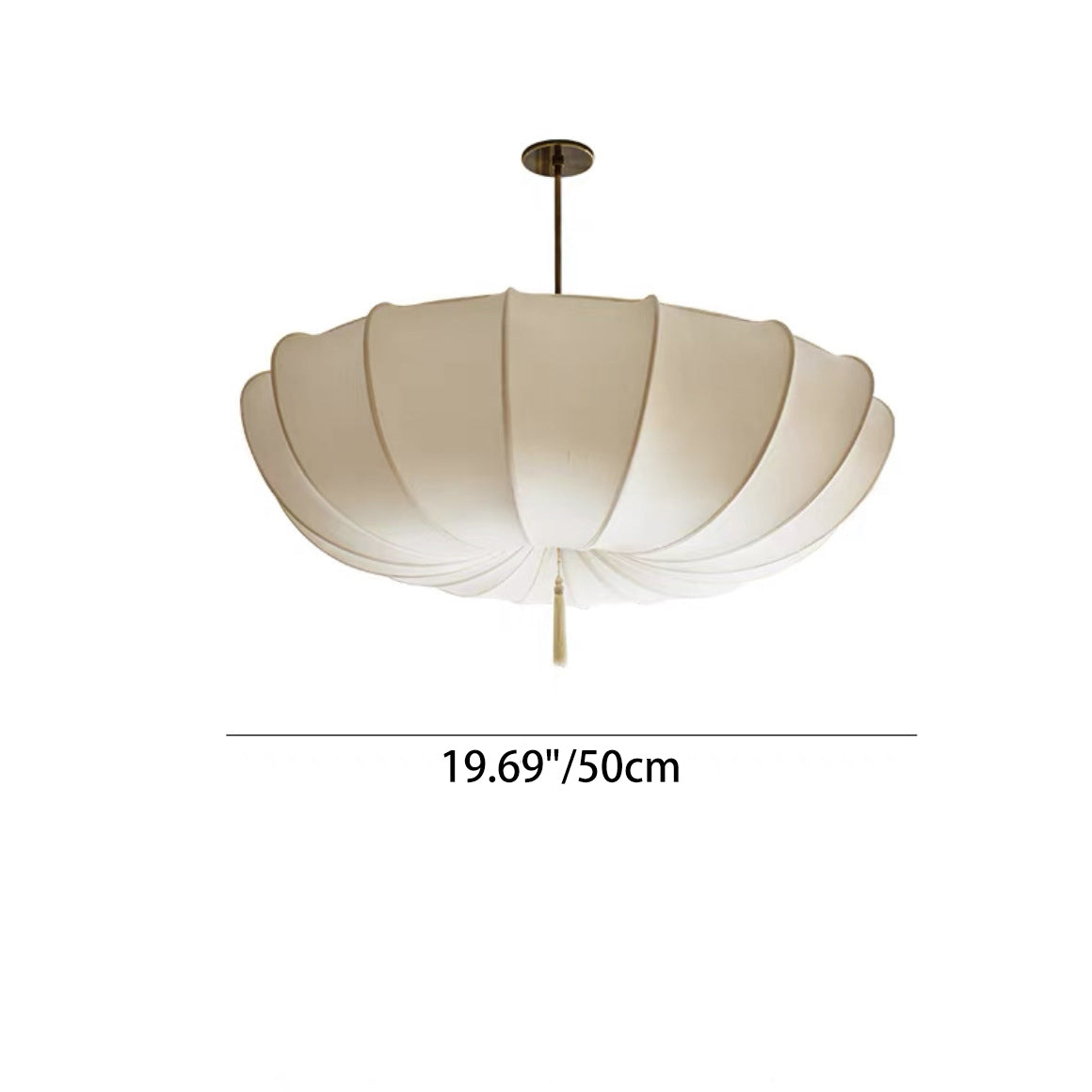 Rustic Japanese Round Iron Frame Fabric Shade Chandelier for Living Room