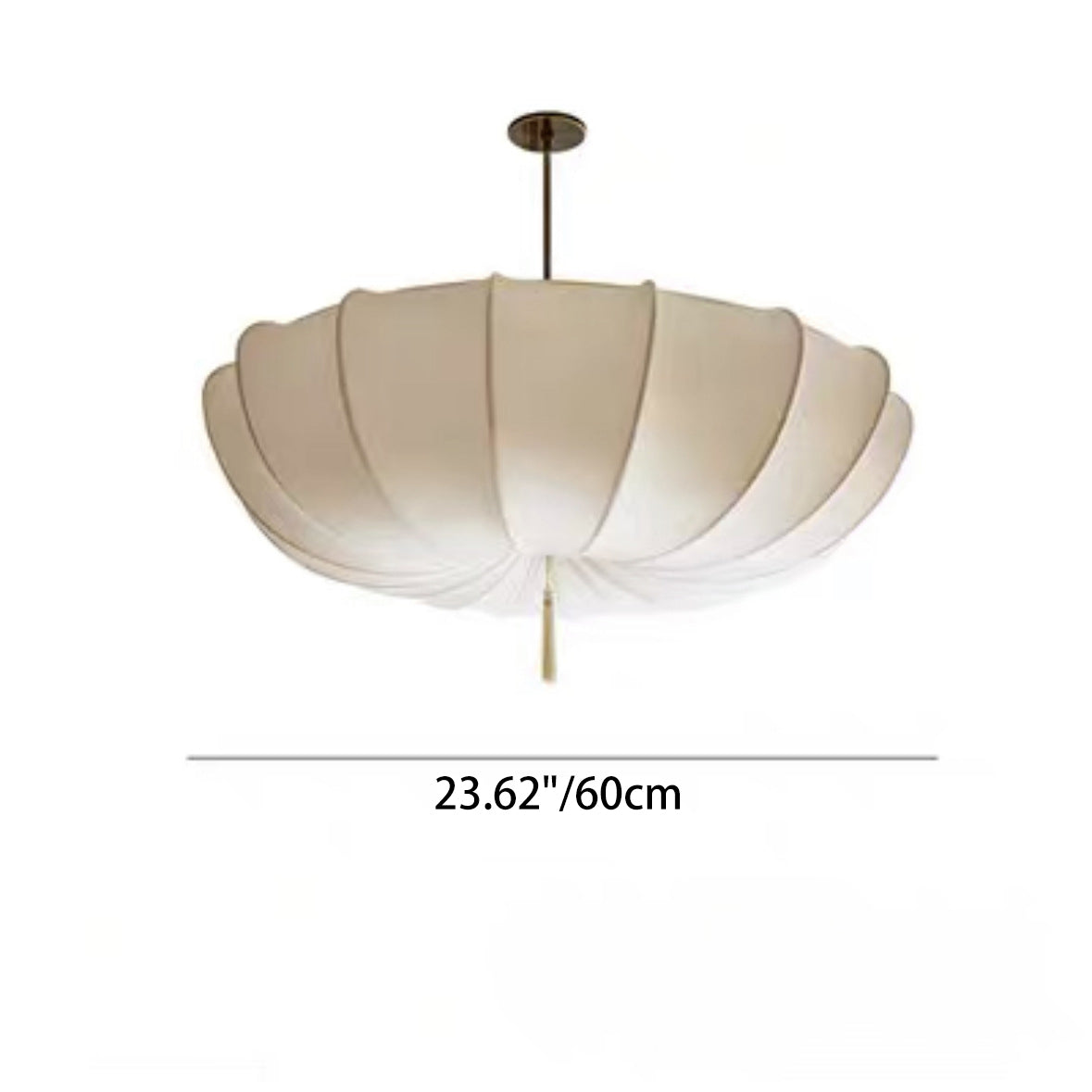Rustic Japanese Round Iron Frame Fabric Shade Chandelier for Living Room