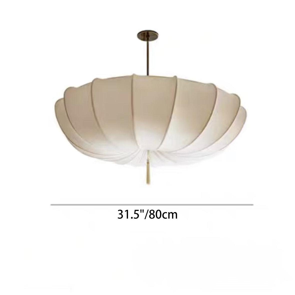 Rustic Japanese Round Iron Frame Fabric Shade Chandelier for Living Room