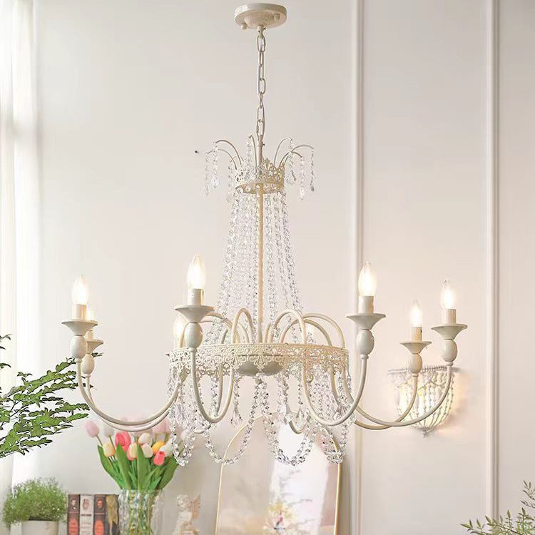 Elegant French Iron Crystal Candelabra Chandelier for Living Room 4/6/8 Lights