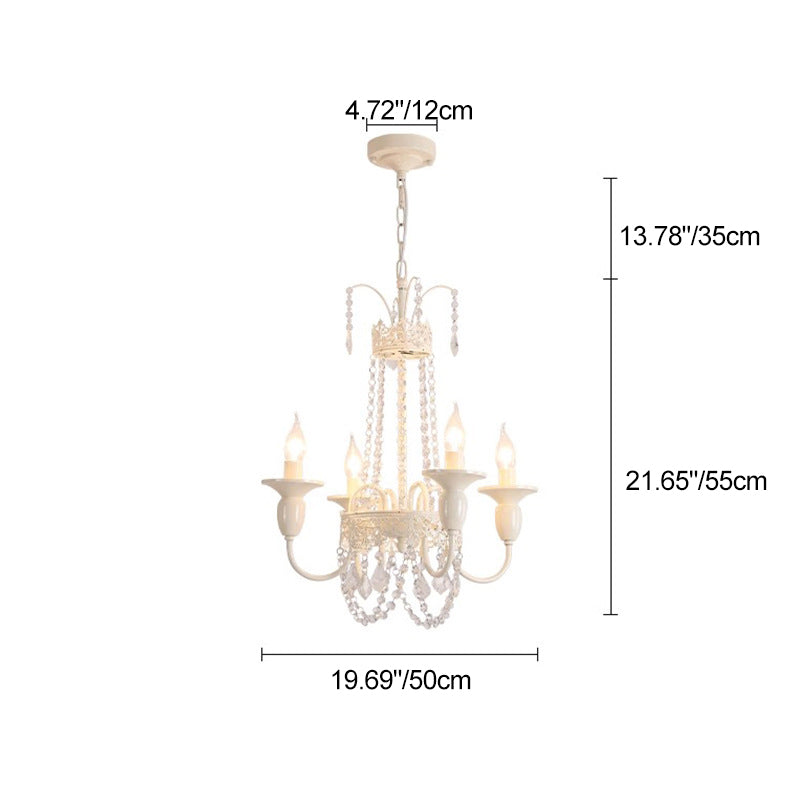 Elegant French Iron Crystal Candelabra Chandelier for Living Room 4/6/8 Lights
