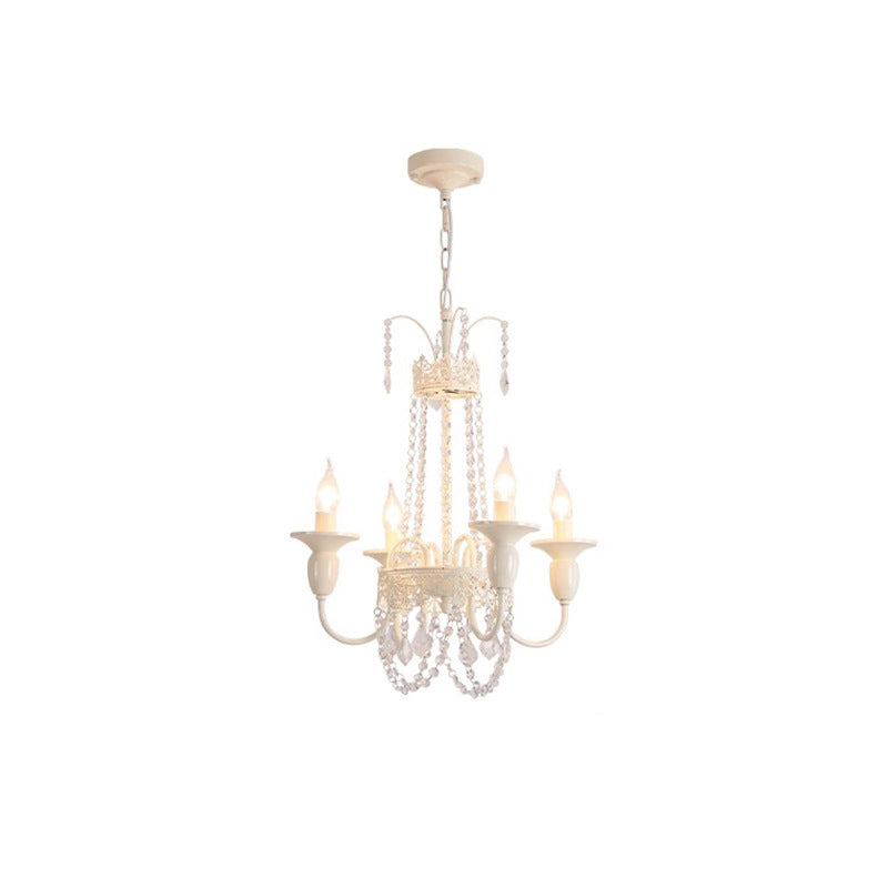 Elegant French Iron Crystal Candelabra Chandelier for Living Room 4/6/8 Lights