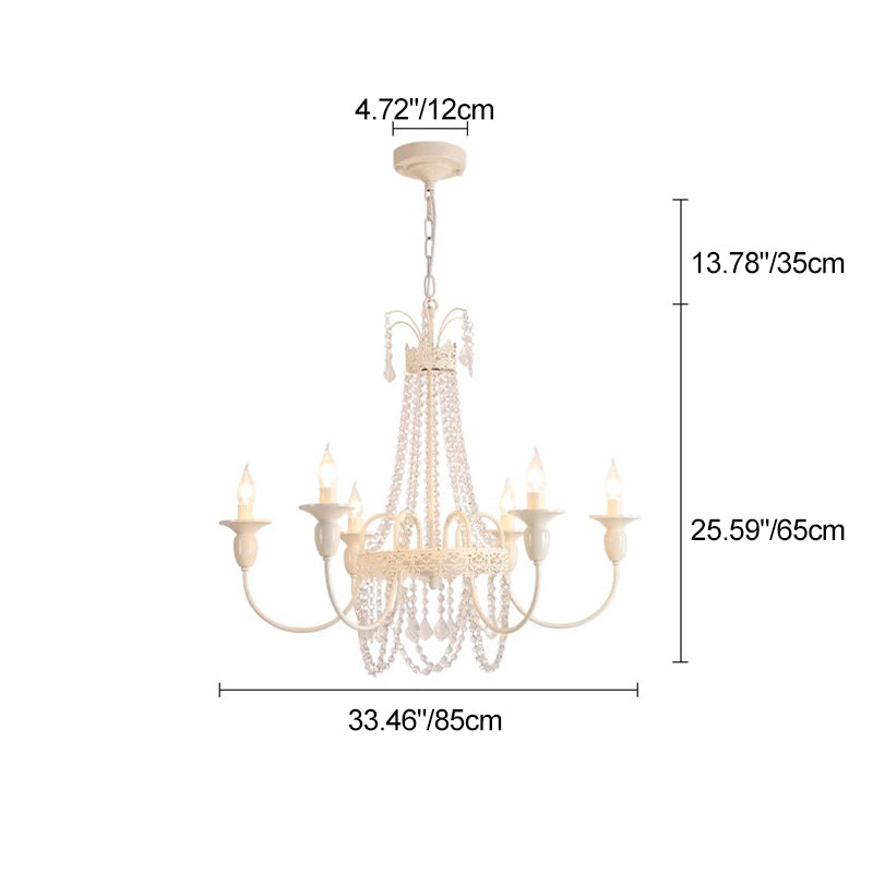 Elegant French Iron Crystal Candelabra Chandelier for Living Room 4/6/8 Lights