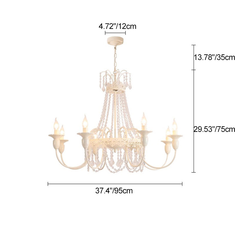 Elegant French Iron Crystal Candelabra Chandelier for Living Room 4/6/8 Lights