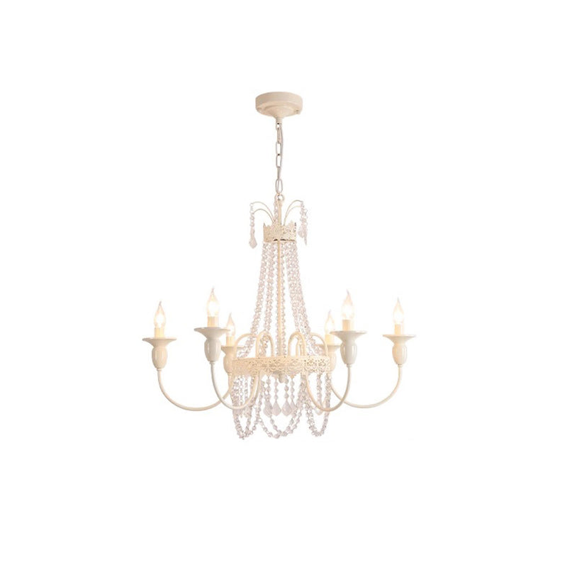 Elegant French Iron Crystal Candelabra Chandelier for Living Room 4/6/8 Lights