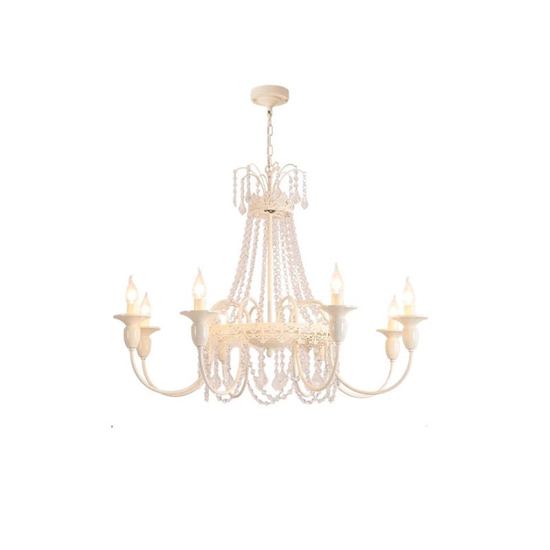 Elegant French Iron Crystal Candelabra Chandelier for Living Room 4/6/8 Lights