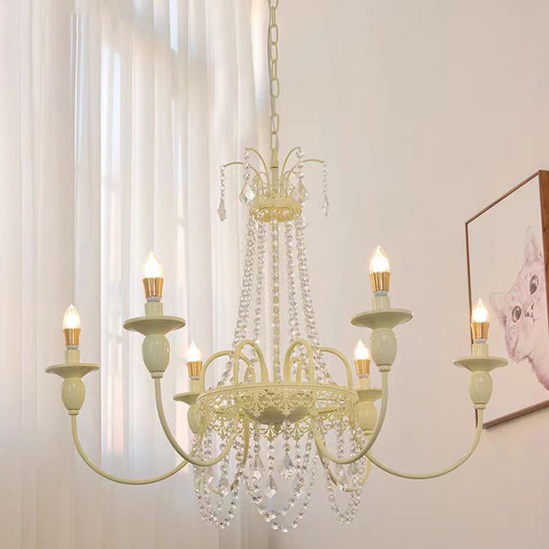Elegant French Iron Crystal Candelabra Chandelier for Living Room 4/6/8 Lights