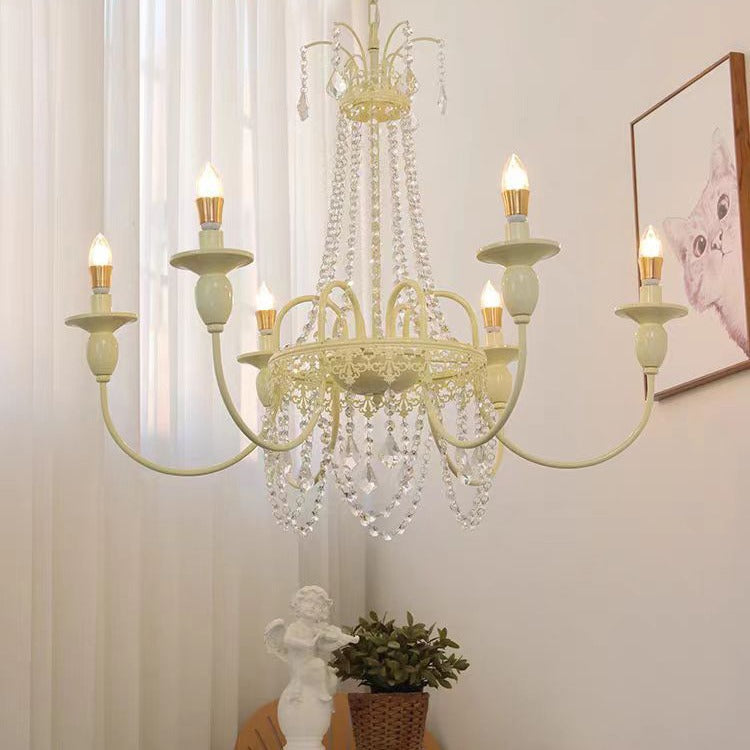 Elegant French Iron Crystal Candelabra Chandelier for Living Room 4/6/8 Lights