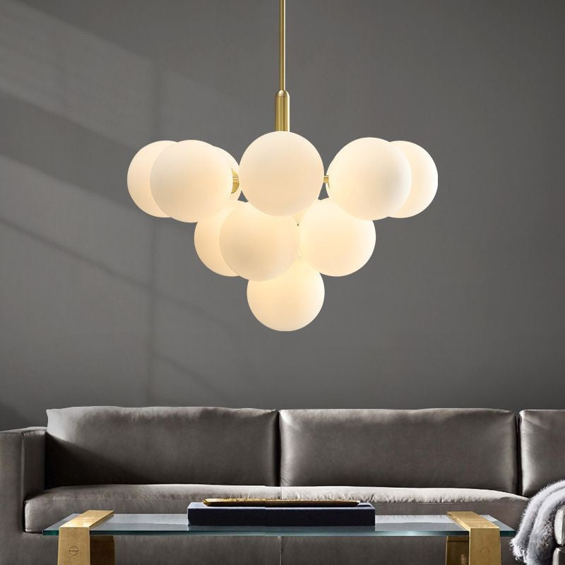 Modern Black Iron Aluminum Glass 5-Light Chandelier for Living Room