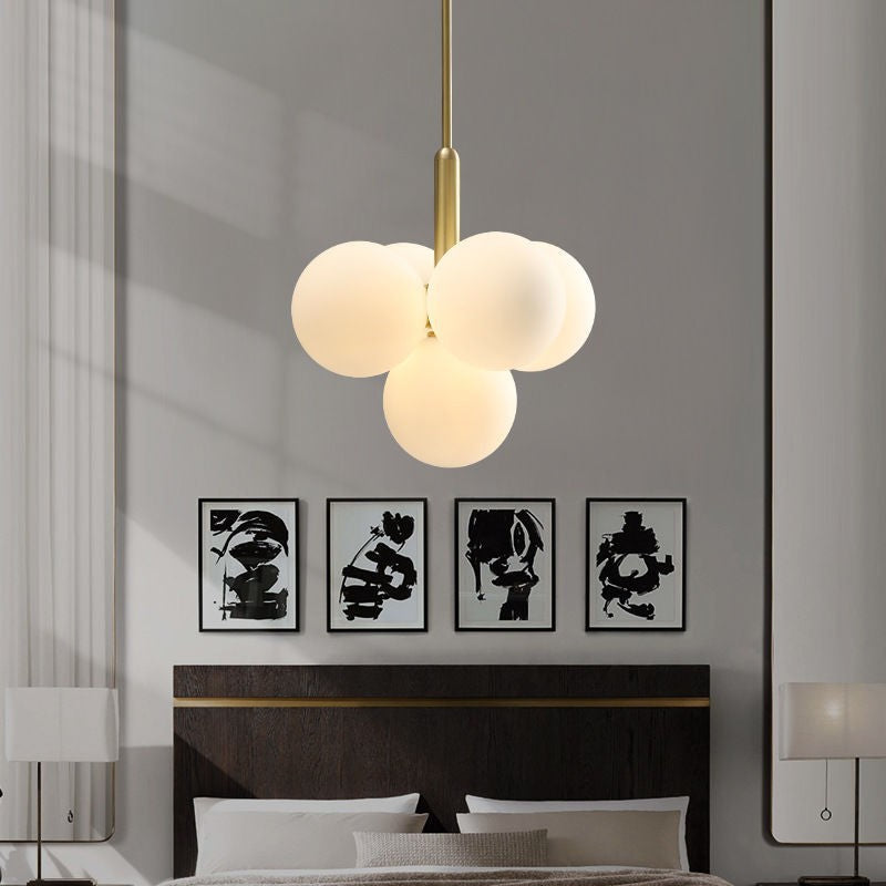Modern Black Iron Aluminum Glass 5-Light Chandelier for Living Room