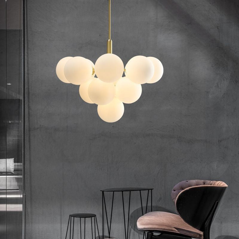 Modern Black Iron Aluminum Glass 5-Light Chandelier for Living Room