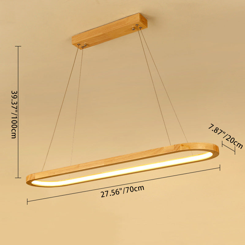 Scandinavian Oval Wood and Acrylic LED Chandelier for Dining Room Stylish