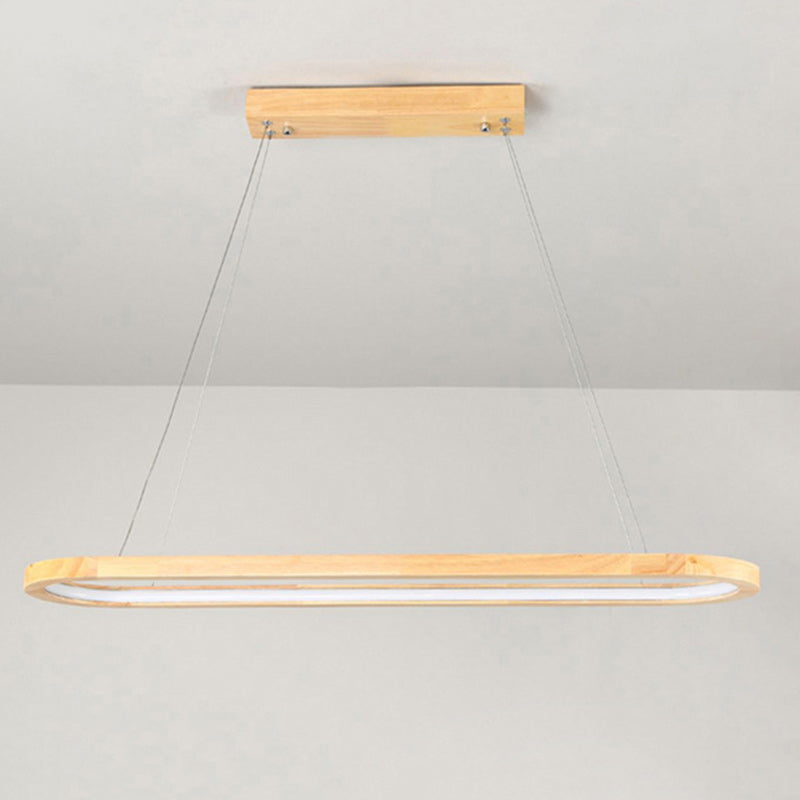Scandinavian Oval Wood and Acrylic LED Chandelier for Dining Room Stylish