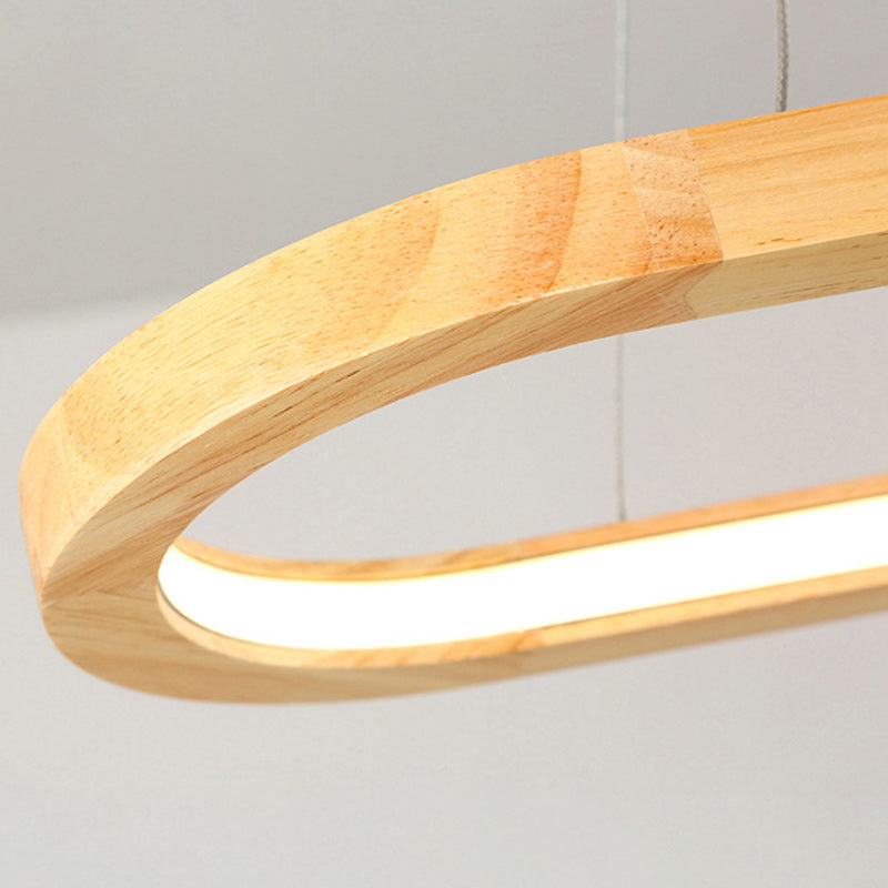 Scandinavian Oval Wood and Acrylic LED Chandelier for Dining Room Stylish